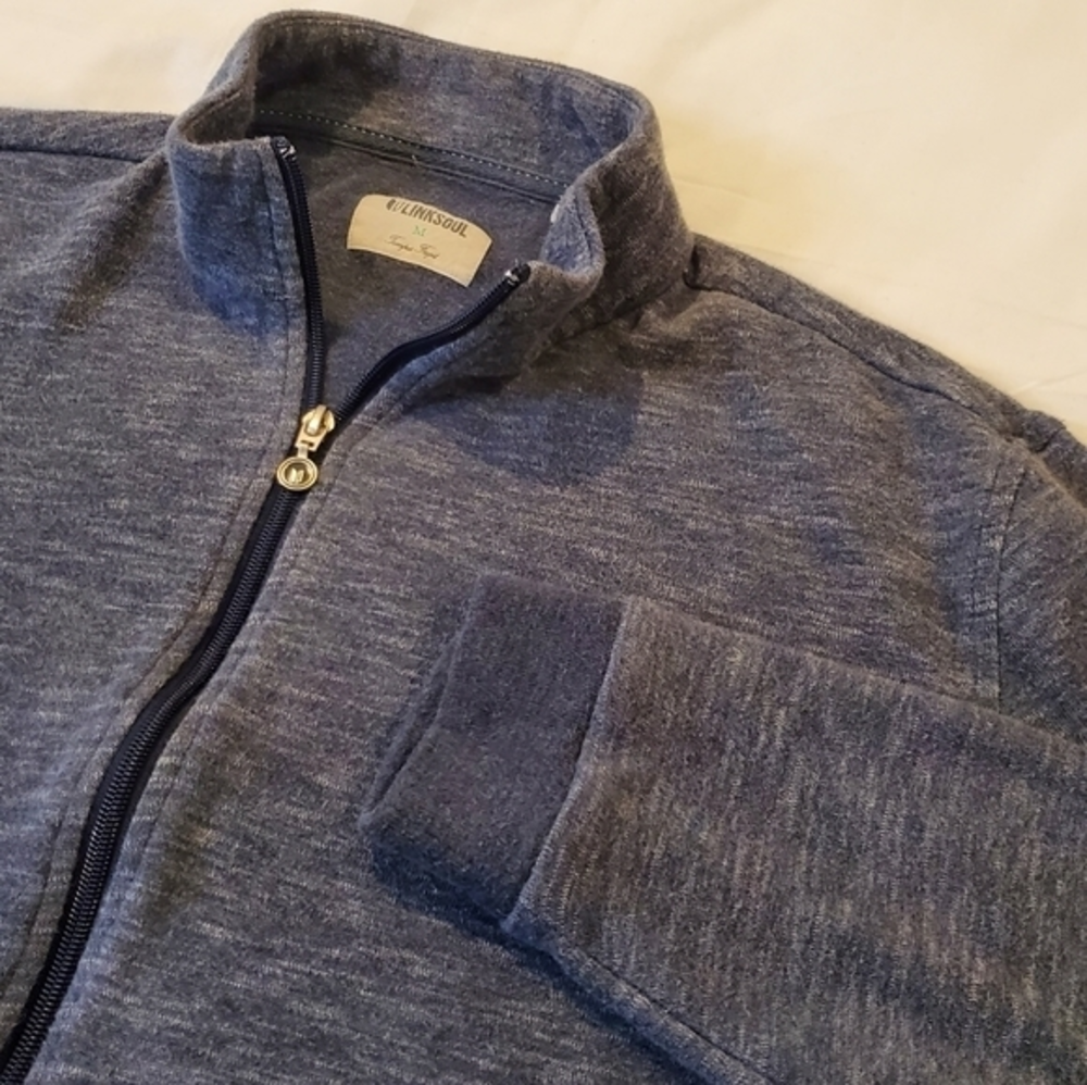 Linksoul Men's Zip-up Sweatshirt Heathered Navy Blue Size Medium